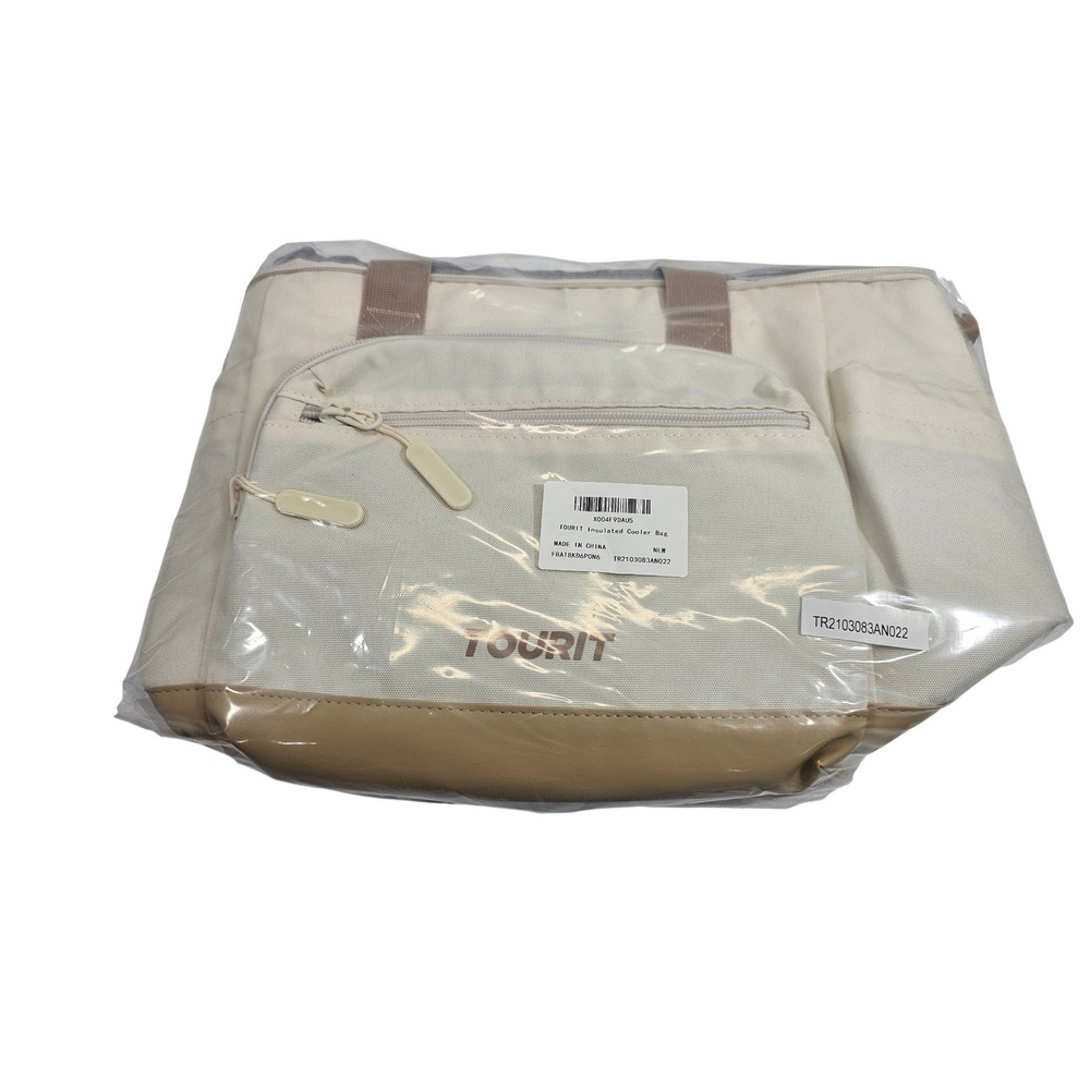 Tourit Insulated‎ Cooler Bag Lunch Tote Beige 15L Canvas Portable New in Bag